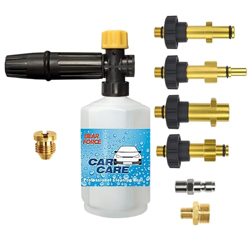BEAR FORCE Electric Pressure Washer DIY Foam Cannon with 1/4” Quick Connector & Other 5 Adapters, Power Washer Adjustable Snow Foam Lance 0.6L Bottle, Jet Car Wash Soap Foam Nozzle, 500~2200PSI, 1.0~2.2GPM… - Image 1