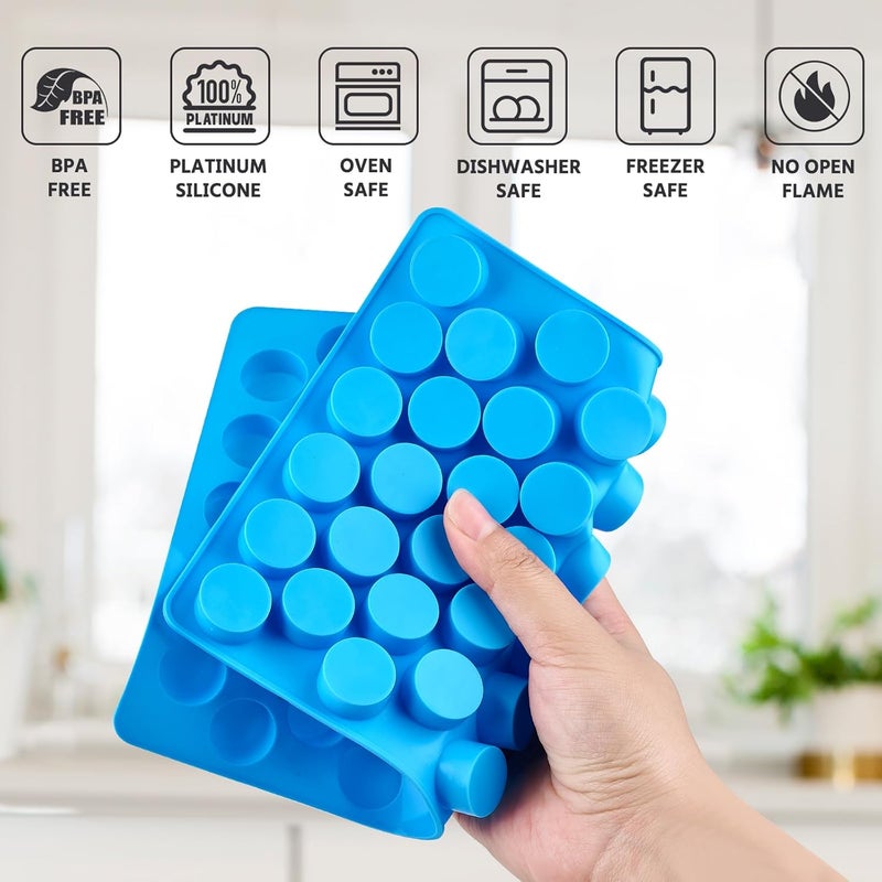 Puyeipt 4 PCS Silicone Gummy Candy Molds, 55 Cavities Non-Stick Round Molds for Small Hard Candies, Chocolates, Caramels, Jello, Fruit Snacks - Image 3