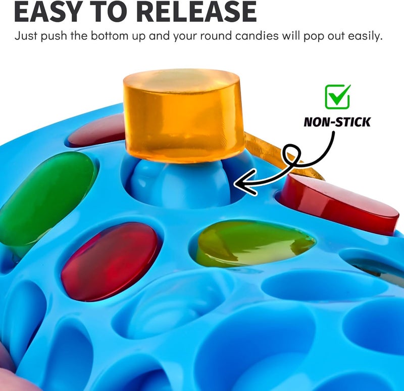 Puyeipt 4 PCS Silicone Gummy Candy Molds, 55 Cavities Non-Stick Round Molds for Small Hard Candies, Chocolates, Caramels, Jello, Fruit Snacks - Image 4