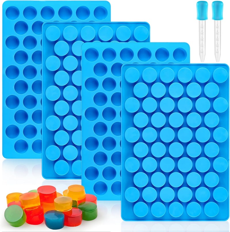 Puyeipt 4 PCS Silicone Gummy Candy Molds, 55 Cavities Non-Stick Round Molds for Small Hard Candies, Chocolates, Caramels, Jello, Fruit Snacks - Image 1