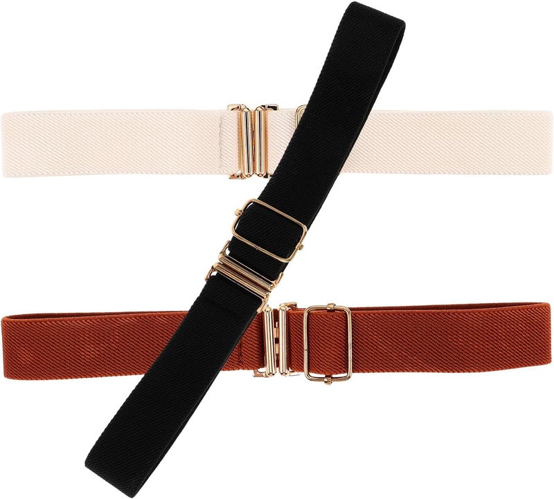 SECFOU 3pcs Elastic Adjustable Waistband Belts for Boys, Stretchable Soft Elastic Baseball Uniform Belt for School and Outdoor Activities, Black Brown White - Image 1