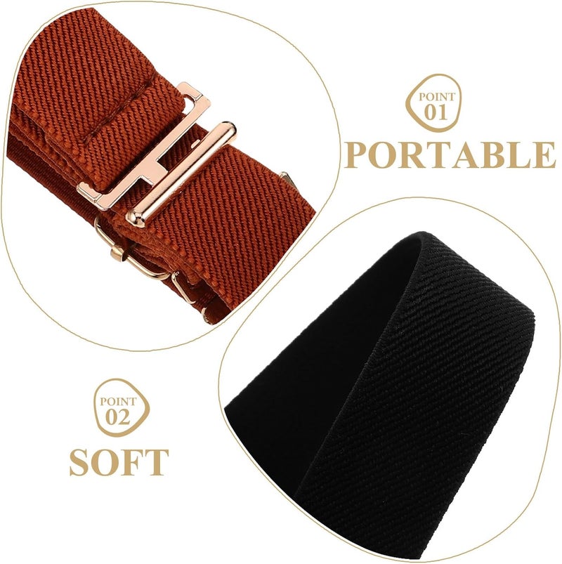SECFOU 3pcs Elastic Adjustable Waistband Belts for Boys, Stretchable Soft Elastic Baseball Uniform Belt for School and Outdoor Activities, Black Brown White - Image 3