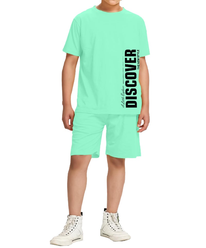 KYDA KIDS® Boys 100% Pure Combed Cotton Co-ord Clothing Set Premium Printed T-Shirt & Shorts | Relaxed Fit Summer Outfit for Kids - Image 1