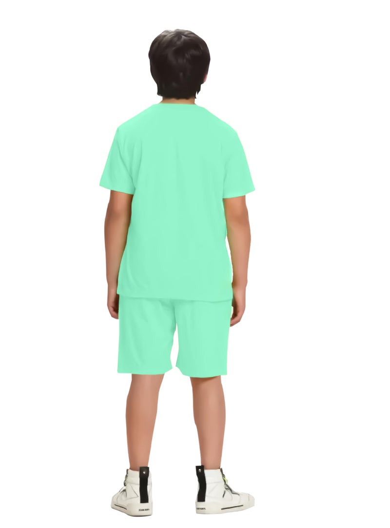 KYDA KIDS® Boys 100% Pure Combed Cotton Co-ord Clothing Set Premium Printed T-Shirt & Shorts | Relaxed Fit Summer Outfit for Kids - Image 2