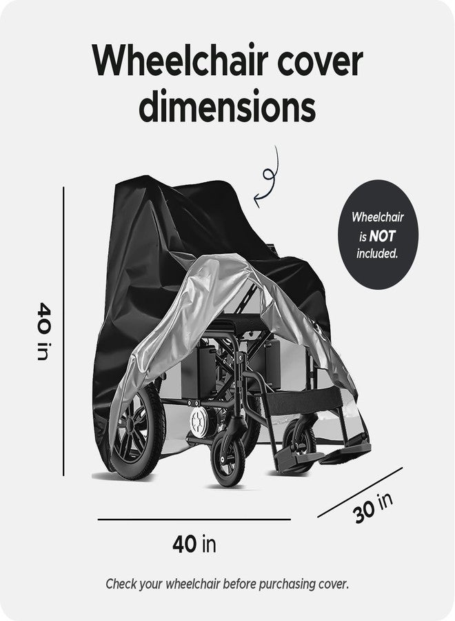 Encasify Wheelchair Cover - Durable Protector for Dust, Dirt, Snow, Rain & Sun - Cover for Wheelchairs - Black (40x30x40 in) - Image 3
