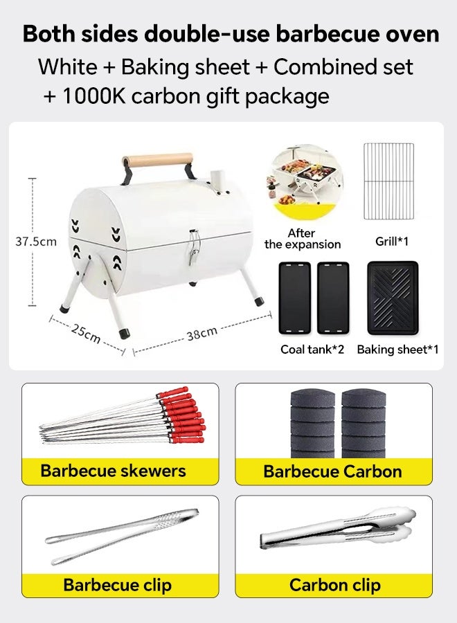 شواية + طقم 8 قطع + يمكنها القلي والشوي معًا + تصميم أنيق باللون الأبيض + مثالية للتخييم الخارجي + جاهزة للاستخدام مباشرة - Image 1