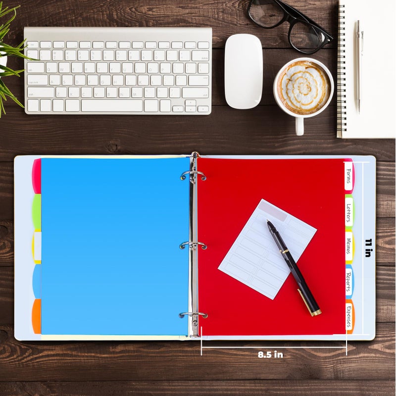 HABGP 3 Ring Binder Dividers with Tabs, 10PCS/2 Set Plastic Dividers for 3 Ring Binder, 5 Tab 3 Hole Punch Dividers Color Pages,Tabbed Index Dividers - Image 2