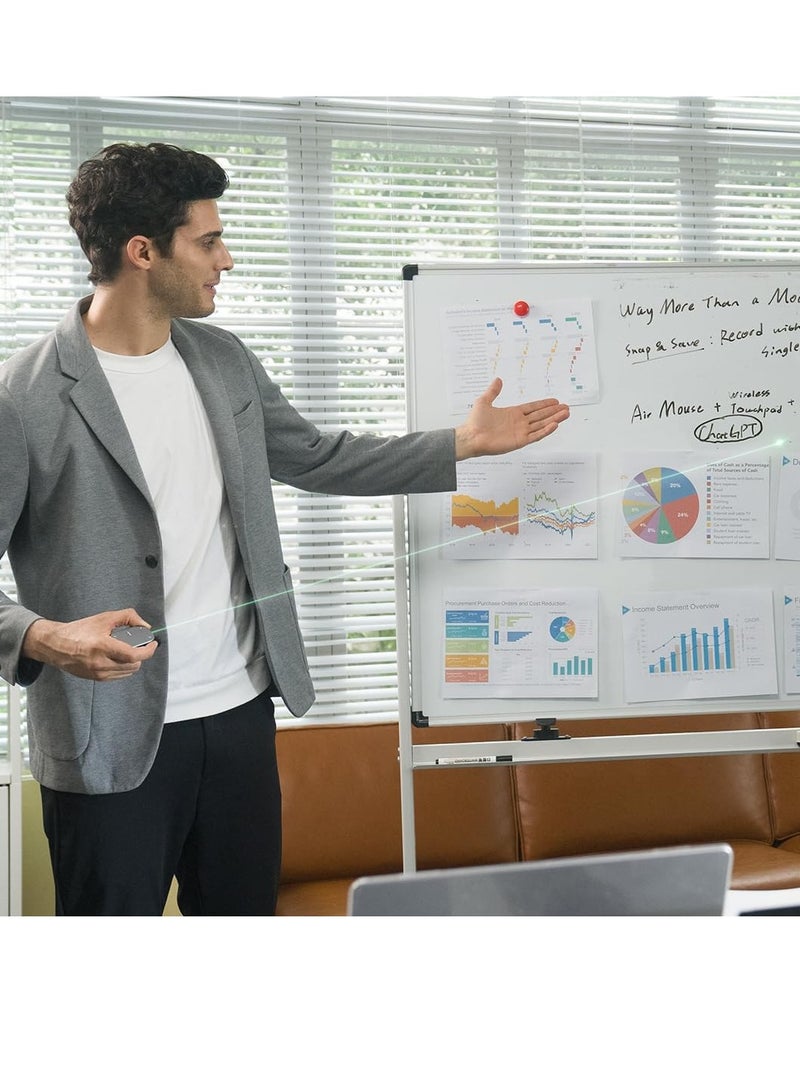 Removable Bluetooth Air Mouse with Touchpad and Recording, Wireless Presentation Remote with Laser Pointer for Mac, Windows (Recording, Silver) - Image 2