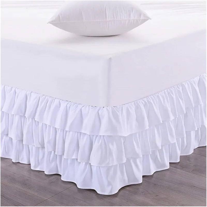 Multilayers Comfort Luxurious Ruffles Waterfall Style Bed Skirts- Tier Design Wrap Around Elastic 15 Inch High(Pink,Twin100x200x38cm) - Image 4
