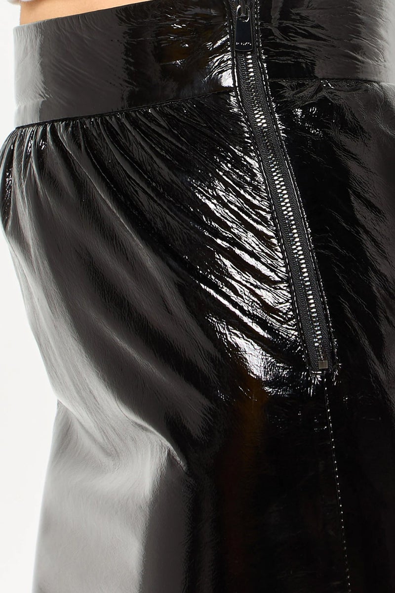 PINKO Women Solid Leather Mini Skirt, Black - Image 5