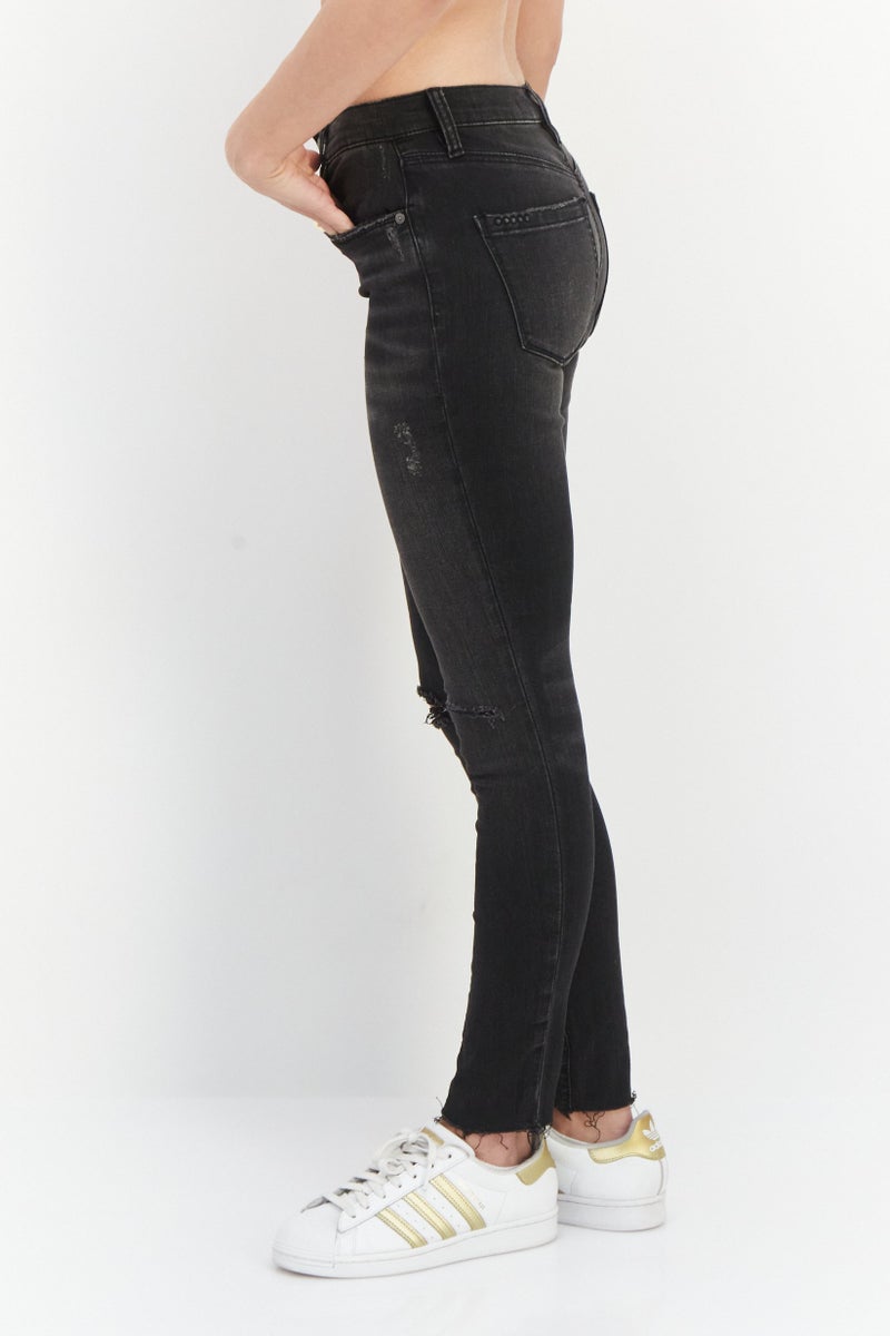 Blank NYC Women Mid Rise Skinny Fit Washed Stretchable Jeans, Black - Image 3