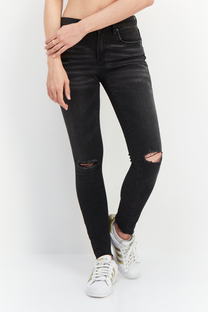 Blank NYC Women Mid Rise Skinny Fit Washed Stretchable Jeans, Black - Image 1