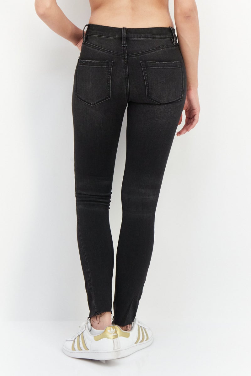 Blank NYC Women Mid Rise Skinny Fit Washed Stretchable Jeans, Black - Image 2