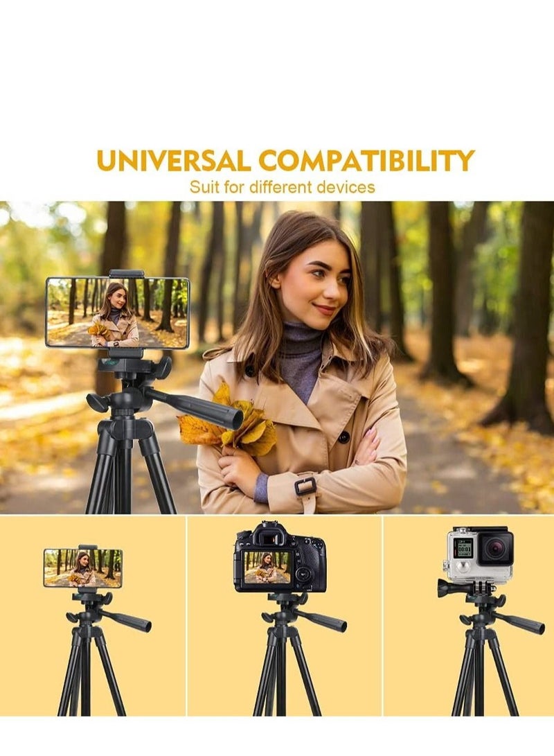 ELTRAZONE Phone Tripod, 50" Extendable Travel Video Tripod Stand for Phone and Camera with Bluetooth Remote Shutter and Phone Clip, Compatible with iPhone & Android Phone - Image 3