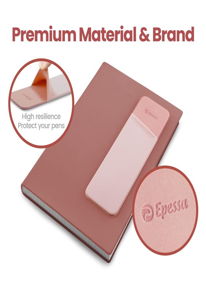 Epessa Stick-On Pen Holder for Notebook, Adhesive Pencil Sleeve Pouch for Hardcover Journals, Planners, Notebooks, Reusable Pen Pocket Organizer Easy to Remove (Pink) - Image 3