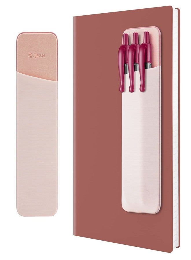 Epessa Stick-On Pen Holder for Notebook, Adhesive Pencil Sleeve Pouch for Hardcover Journals, Planners, Notebooks, Reusable Pen Pocket Organizer Easy to Remove (Pink) - Image 1