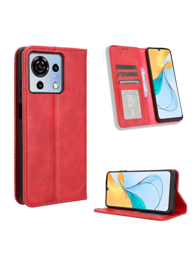 Case For ZTE Blade V50 Vita 4G Magnetic Buckle Retro Texture Leather Phone Case