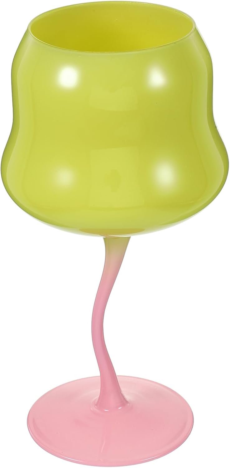 Amosfun Rose Cocktail Glasses Cute Wine Goblet Decorative Stemmed Cup Colored Shaped Glassware for Wine Drinks Ice Cream Dessert Yellow - Image 1