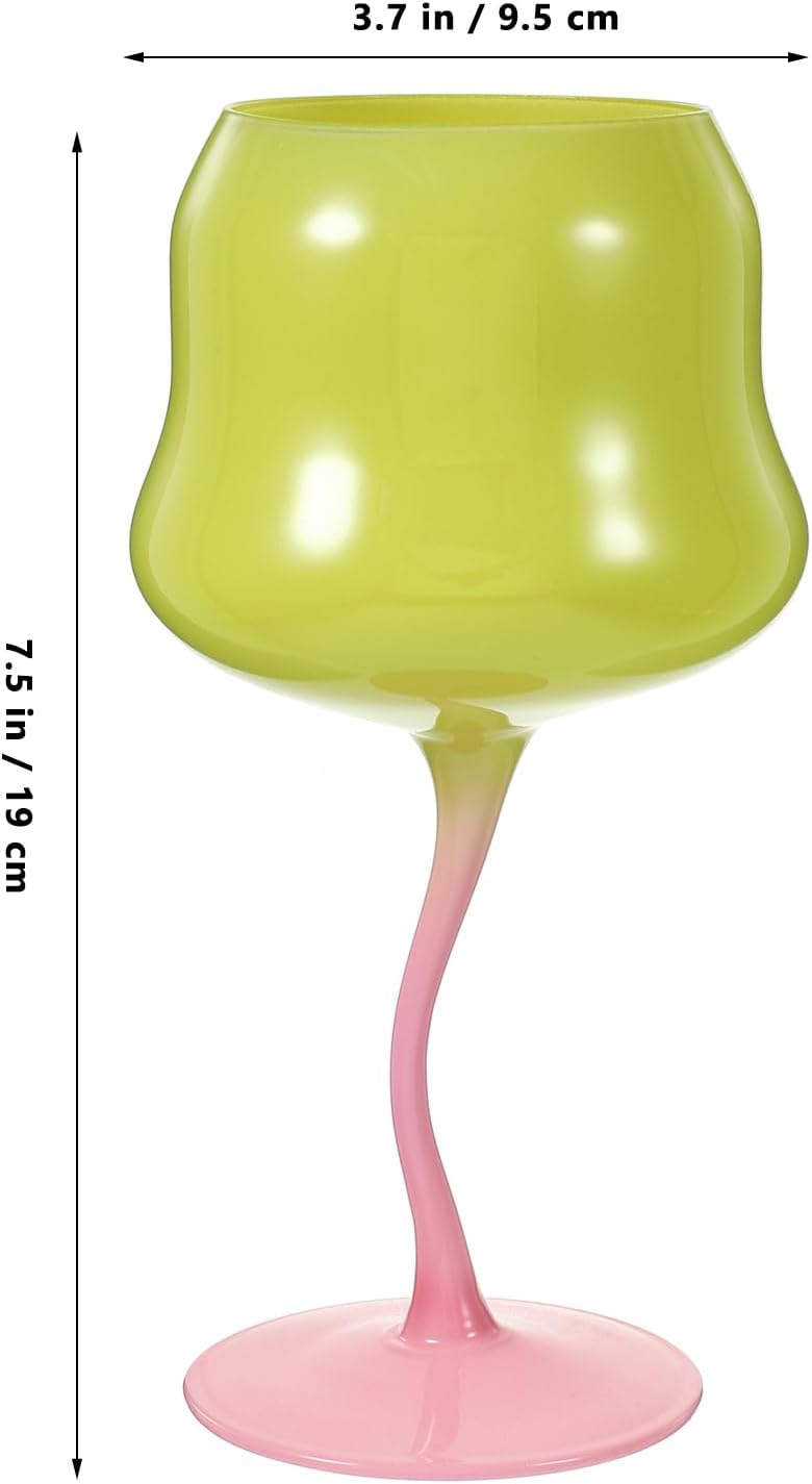 Amosfun Rose Cocktail Glasses Cute Wine Goblet Decorative Stemmed Cup Colored Shaped Glassware for Wine Drinks Ice Cream Dessert Yellow - Image 2