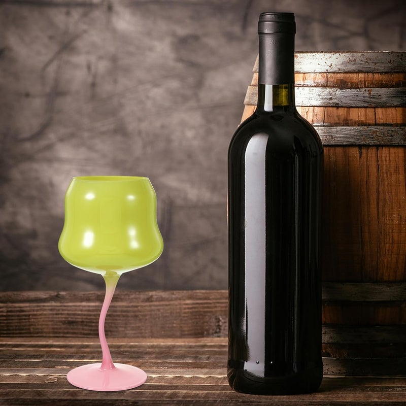 Amosfun Rose Cocktail Glasses Cute Wine Goblet Decorative Stemmed Cup Colored Shaped Glassware for Wine Drinks Ice Cream Dessert Yellow - Image 4