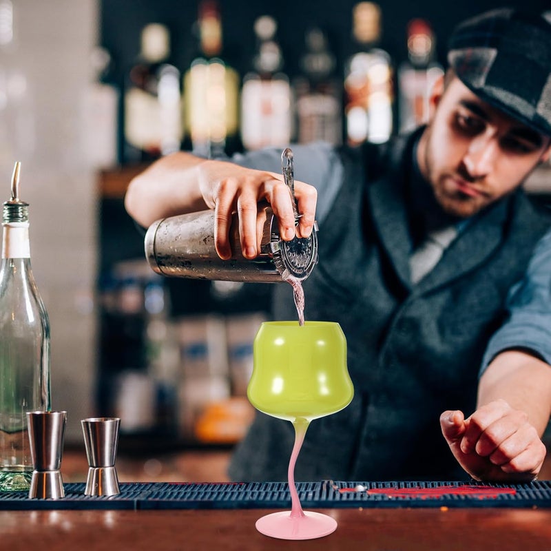 Amosfun Rose Cocktail Glasses Cute Wine Goblet Decorative Stemmed Cup Colored Shaped Glassware for Wine Drinks Ice Cream Dessert Yellow - Image 5