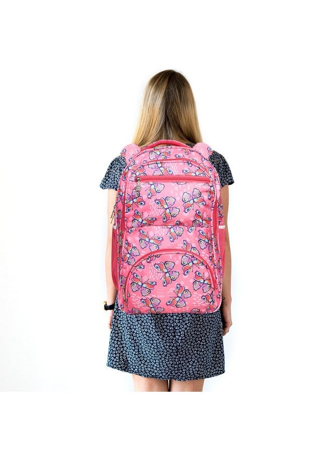 Stylbase Butterfly Girls school Bag | 18-inch College Backpack Designed for Women and Girls | 5 Zip Compartments, Water-Resistant, and 25L Capacity (Pink) - Image 5