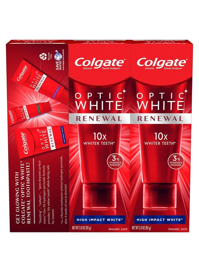 Colgate معجون أسنان أولغيت أوبتيك وايت للتجديد لتبييض الأسنان تأثير عالي أبيض 3 أونصة أنبوب 3 عبوات - Image 1