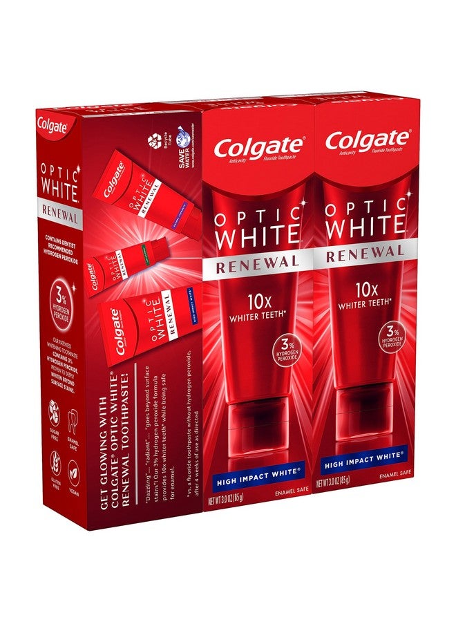 Colgate معجون أسنان أولغيت أوبتيك وايت للتجديد لتبييض الأسنان تأثير عالي أبيض 3 أونصة أنبوب 3 عبوات - Image 5