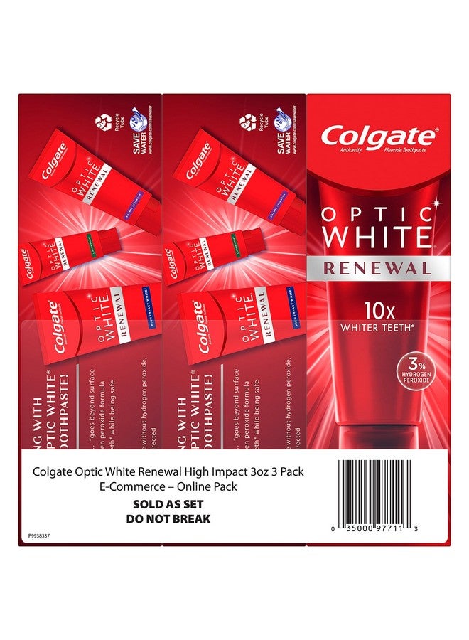 Colgate معجون أسنان أولغيت أوبتيك وايت للتجديد لتبييض الأسنان تأثير عالي أبيض 3 أونصة أنبوب 3 عبوات - Image 4