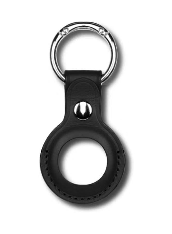 devia Leather Case with Key Ring Compatible with AirTag, Scratch Protective Skin Cover, Anti-Lost Holder Suitable for AirTag Bluetooth Tracker Black - Image 1