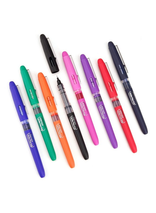 WRITECH Liquid Ink Rollerball Pens Quick Dry Ink 0.5 Mm Extra Fine Point Pens 8 Pcs Rollering Pens Assorted Colors Ink For Writing, Taking Notes & Sketching (Multicolor)  - Image 1