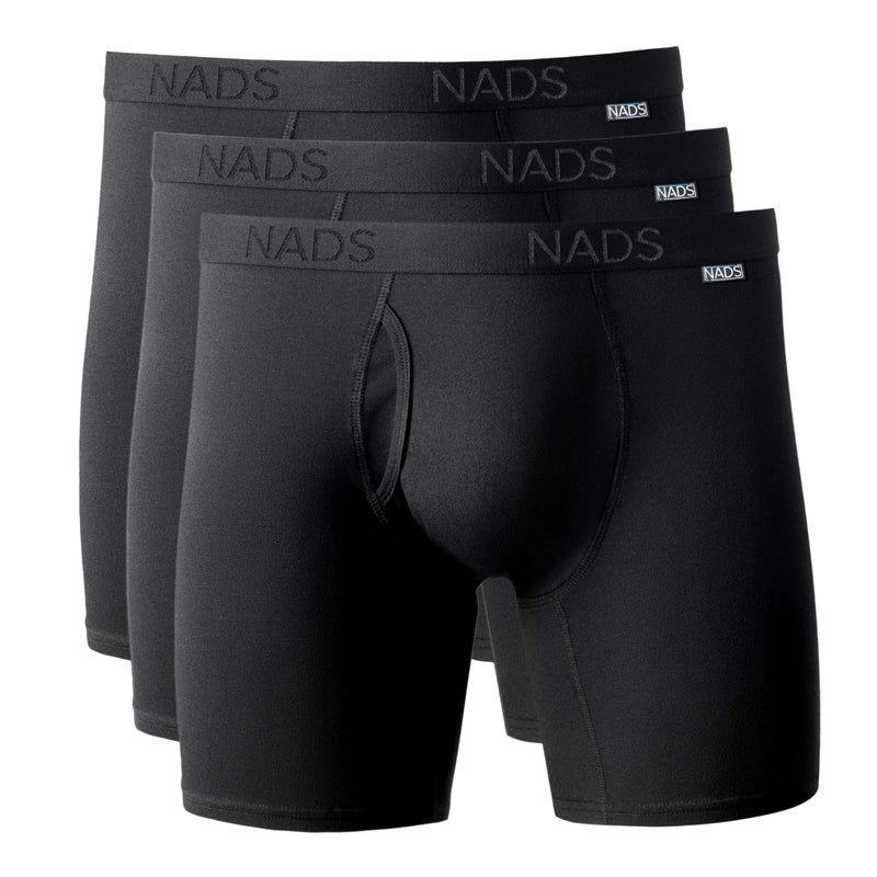 Nad's NADS Organic Cotton Boxer Briefs â€“ Soft & Breathable Men's Underwear with Tagless, No-Roll Waistband â€“ No Harsh Chemicals, Hormone-Safe & Non-Toxic Materials to Protect Your Package â€“ Black 3pk (Med.) - Image 1
