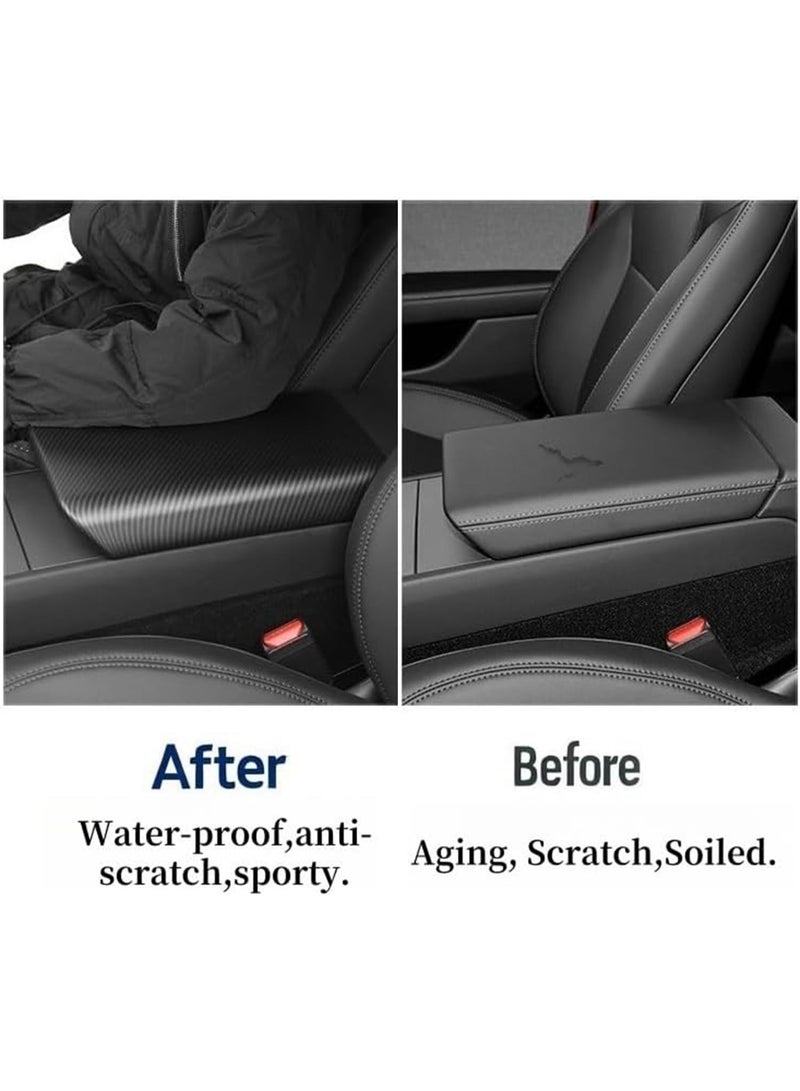 Center Console Armrest Cover for Tesla Model 3 Highland (2024-2026) & Model Y Juniper (2026) - Carbon Fibre Texture, TPE Material, Snap-On - Image 4