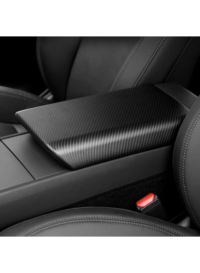 Center Console Armrest Cover for Tesla Model 3 Highland (2024-2026) & Model Y Juniper (2026) - Carbon Fibre Texture, TPE Material, Snap-On - Image 1