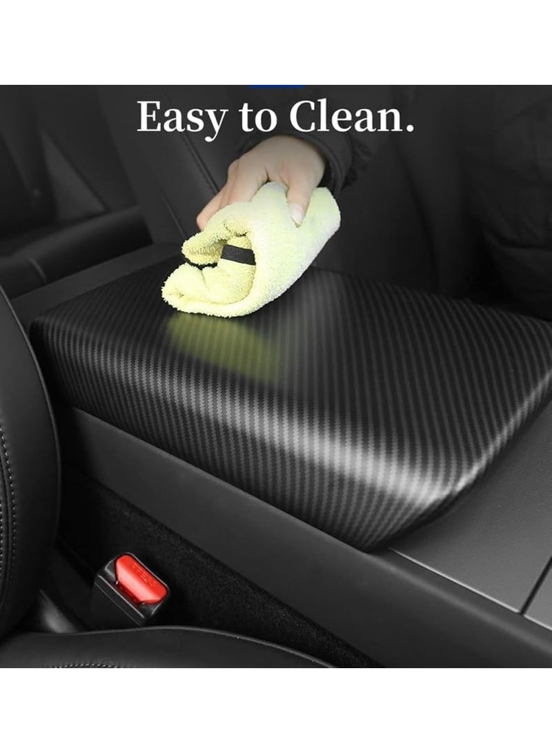 Center Console Armrest Cover for Tesla Model 3 Highland (2024-2026) & Model Y Juniper (2026) - Carbon Fibre Texture, TPE Material, Snap-On - Image 3