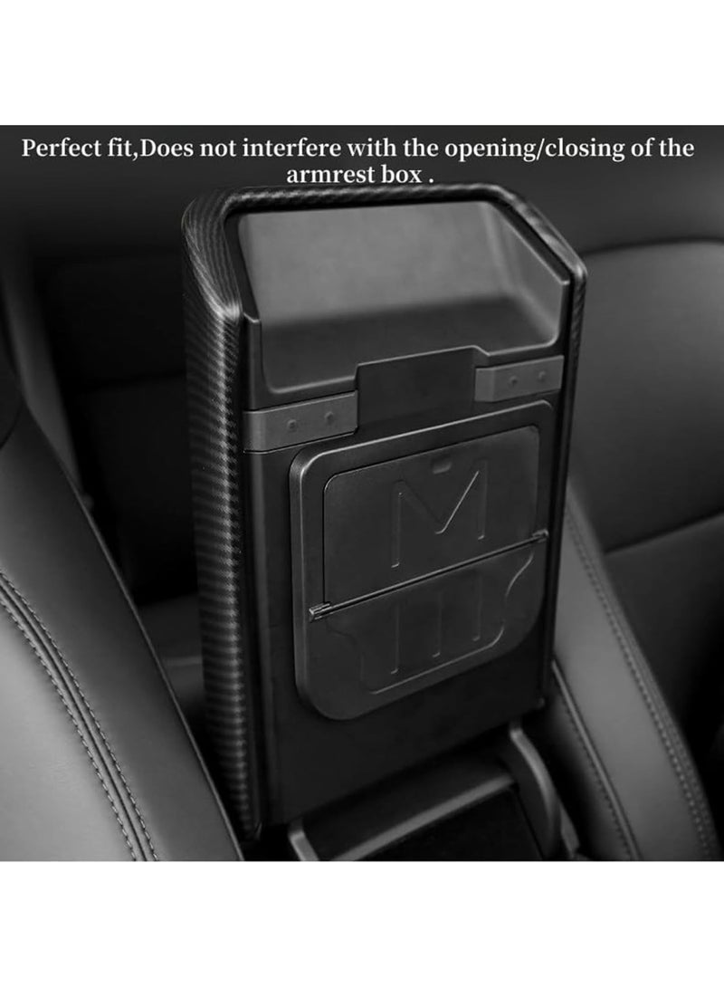 Center Console Armrest Cover for Tesla Model 3 Highland (2024-2026) & Model Y Juniper (2026) - Carbon Fibre Texture, TPE Material, Snap-On - Image 2