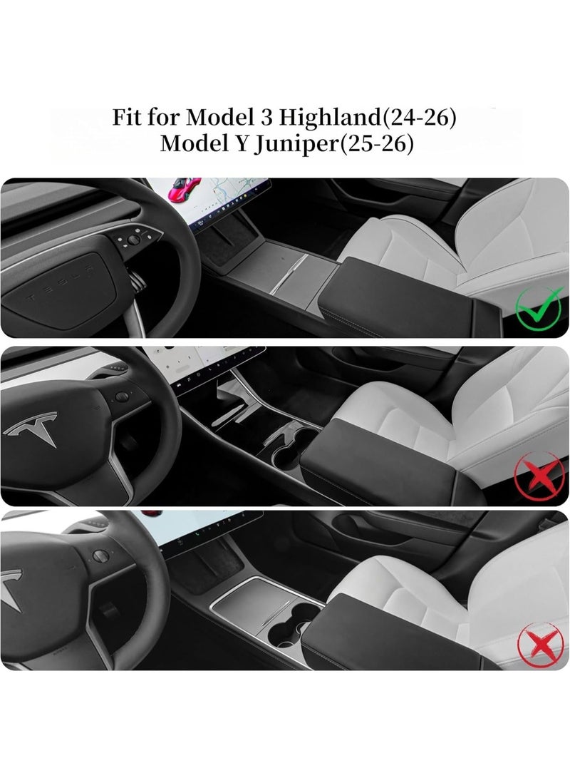 Center Console Armrest Cover for Tesla Model 3 Highland (2024-2026) & Model Y Juniper (2026) - Carbon Fibre Texture, TPE Material, Snap-On - Image 5