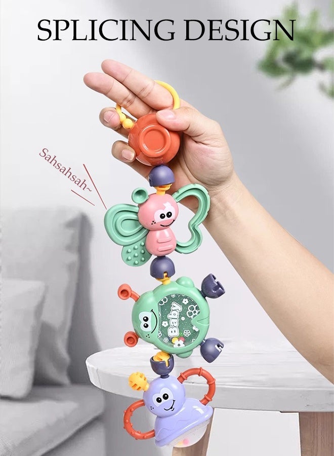 DUNISO 8pcs Baby Rattles Set Animal Rattle Teether Set Early Educational Toy Set Infant Grab and Shake Rattle Food Grade Silicone Material Newborn Toys Baby Rattles Sensory Toys Set for Babies 6-24 Months Boys Girls  - Image 4