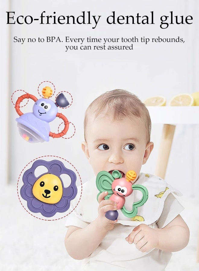DUNISO 8pcs Baby Rattles Set Animal Rattle Teether Set Early Educational Toy Set Infant Grab and Shake Rattle Food Grade Silicone Material Newborn Toys Baby Rattles Sensory Toys Set for Babies 6-24 Months Boys Girls  - Image 2