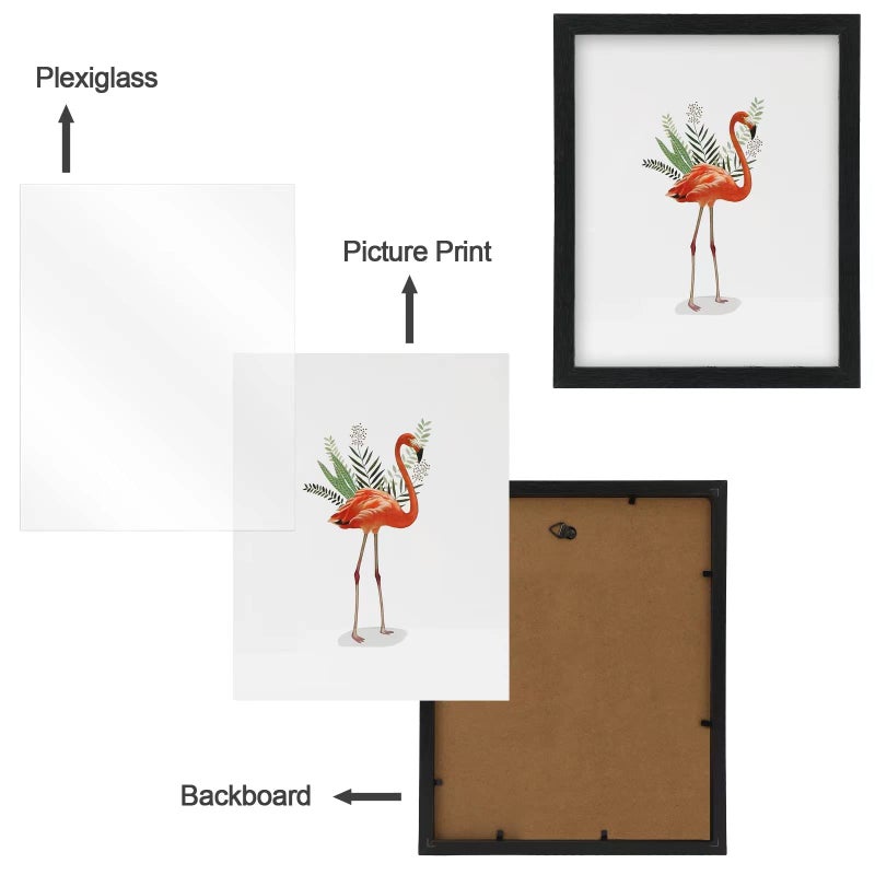 NAOKBOEE 11x15 Picture Frame in Black - Horizontal and Vertical Formats for Wall - Composite Wood with Shatter Resistant Plexiglass - Image 3