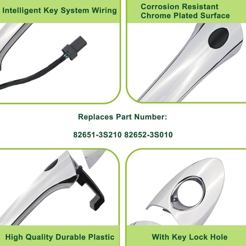 omoZone Exterior Door Handle Front Left Driver Side with Keyhole Smart Entry Keyless Compatible with 2011-2015 Hyundai Sonata Hybrid Replaces 82651-3S210 82652-3S010 - Image 4