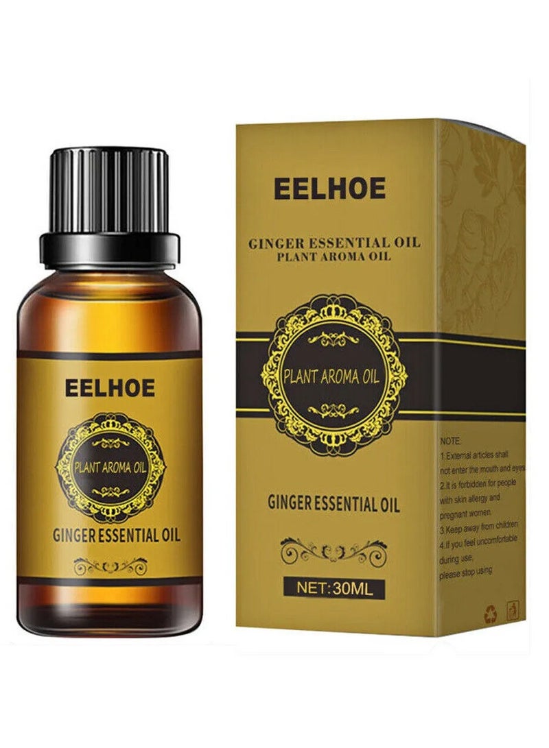 EELHOE زيت الزنجبيل الأساسي لتصريف اللمف 30 مل لتدليك الجسم وشد البطن وتخفيف الوزن - Image 1