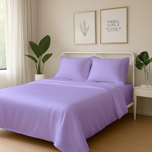 Day Care® Premium Satin Bedsheet Double Bed with Pillow Covers | Romantic Night 400TC Satin Bedsheet | Gift for Women & Couples Home Furnishing | Date Night Collection - 90x100 Inch Lavender - Image 3