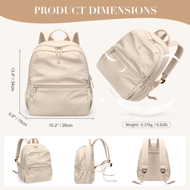 GOLF SUPAGS 13L Mini Backpack Lightweight Nylon Daypack for Women, Small City Pack, Versatile Ladies Backpack for Shopping & Travel, Light Apricot - Image 3