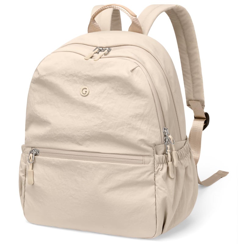 GOLF SUPAGS 13L Mini Backpack Lightweight Nylon Daypack for Women, Small City Pack, Versatile Ladies Backpack for Shopping & Travel, Light Apricot - Image 1