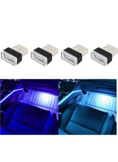 Generic 4 PCS USB LED Car Interior Atmosphere Lamp, Plug-in USB Decor Night Light, Portable Auto Ambient Lighting Kit, Universal Vehicle Interior Accessories for Most Cars (Blue & Ice Blue)  - Image 1