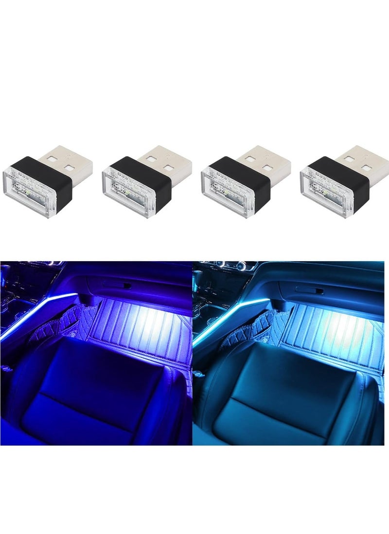 Generic 4 PCS USB LED Car Interior Atmosphere Lamp, Plug-in USB Decor Night Light, Portable Auto Ambient Lighting Kit, Universal Vehicle Interior Accessories for Most Cars (Blue & Ice Blue)  - Image 1