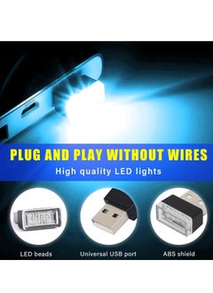 Generic 4 PCS USB LED Car Interior Atmosphere Lamp, Plug-in USB Decor Night Light, Portable Auto Ambient Lighting Kit, Universal Vehicle Interior Accessories for Most Cars (Blue & Ice Blue)  - Image 3