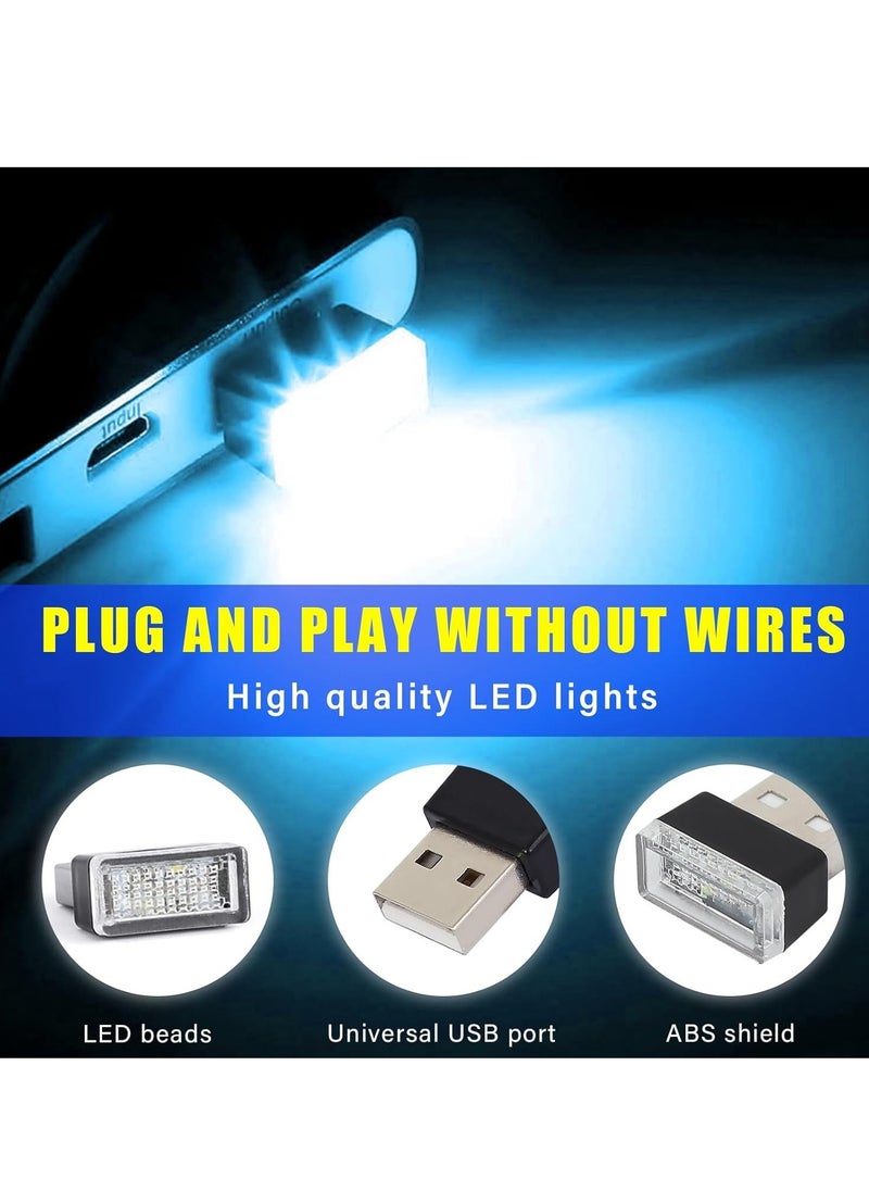Generic 4 PCS USB LED Car Interior Atmosphere Lamp, Plug-in USB Decor Night Light, Portable Auto Ambient Lighting Kit, Universal Vehicle Interior Accessories for Most Cars (Blue & Ice Blue)  - Image 3