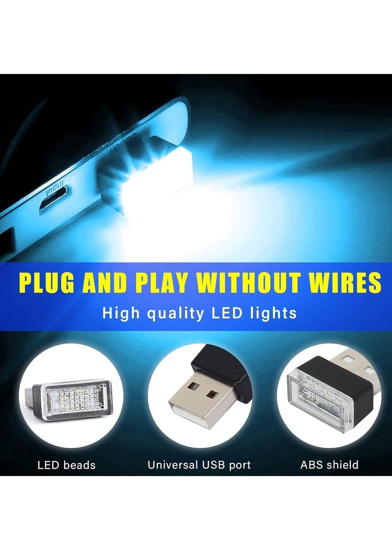 سيسلي 4 قطع من مصابيح LED USB لتزيين جو السيارة الداخلي، إضاءة ليلية قابلة للتوصيل بمنفذ USB، مجموعة إضاءة محيطة محمولة للسيارة، ملحقات داخلية عالمية للسيارات لمعظم السيارات (أزرق وأزرق جليدي) - Image 3